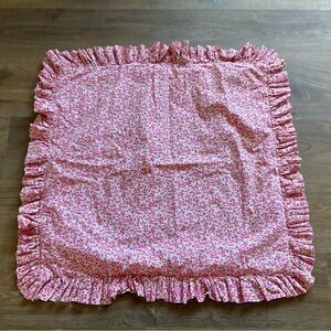 Two Euro Sham Covers Pink Floral Ruffle 100% Cotton